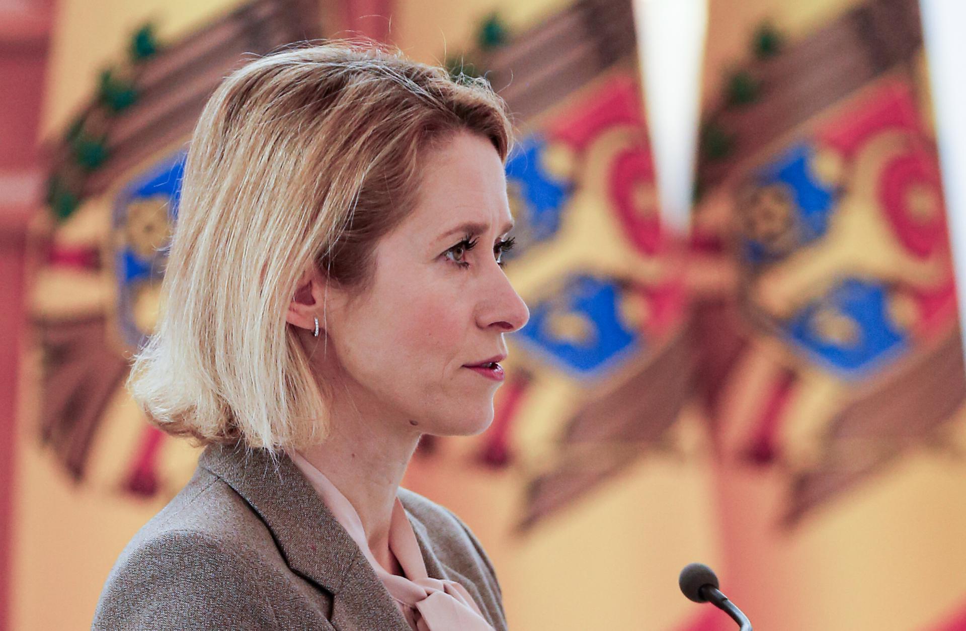 CHISINAU (MOLDOVA), 08/05/2026.- European High Representative of the Union for Foreign Affairs Kaja Kallas attends a joint press conference with Moldovan President Maia Sandu (not pictured) during their meeting in Chisinau, Moldova, 08 May 2026. Kaja Kallas is on a two day visit to Moldova. (Moldavia) EFE/EPA/DUMITRU DORU