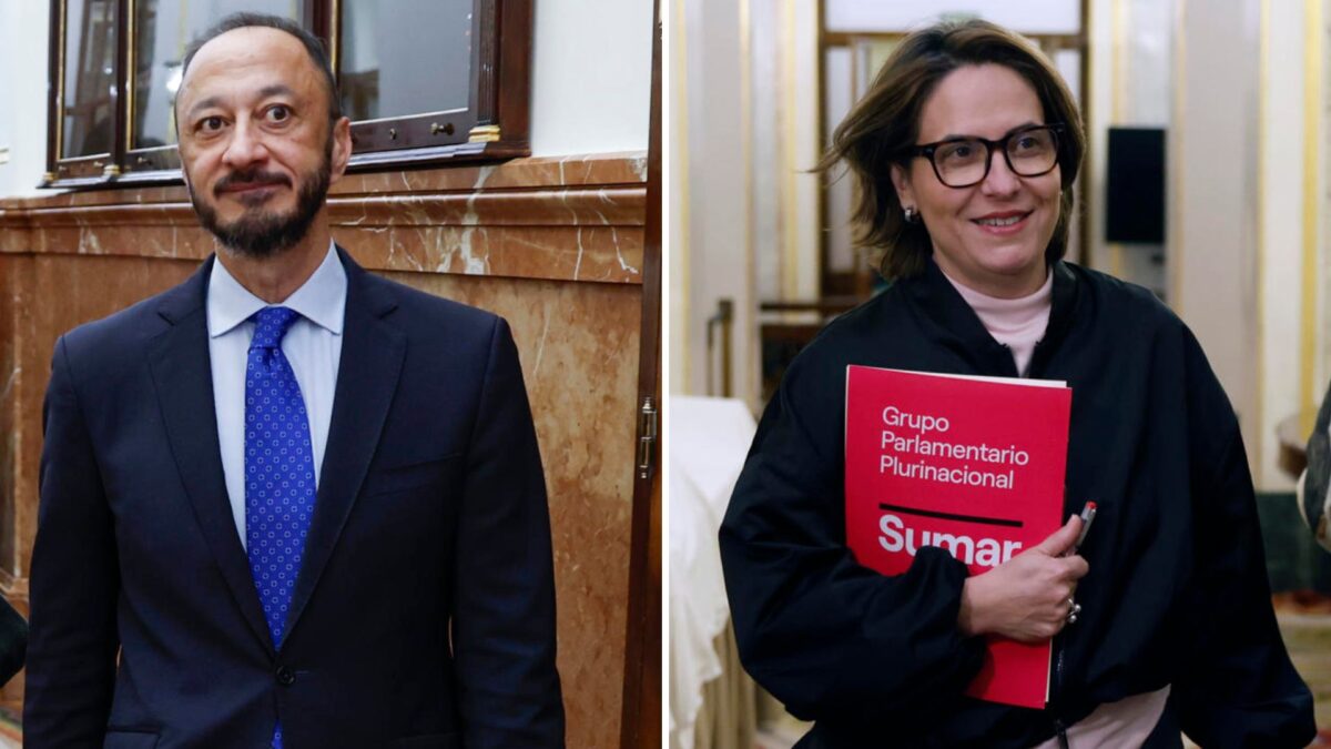 Alfonso Rodríguez Gómez de Celis, diputado del PSOE por Sevilla, y Esther Gil de Reboleño, diputada de Sumar por Cádiz.