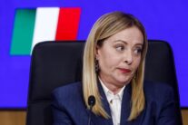 ROME (Italy), 28/04/2026.- Italian Prime Minister Giorgia Meloni reacts during a press conference following a Cabinet meeting that approved the employment decree in Rome, Italy, 28 April 2026. (Italia, Roma) EFE/EPA/ANGELO CARCONI