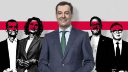 El presidente de Andalucía, Juanma Moreno con el resto de candidatos a presidentes