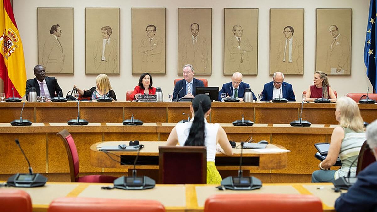 La ministra de Defensa, Margarita Robles, en la Comisión de Defensa del Congreso.