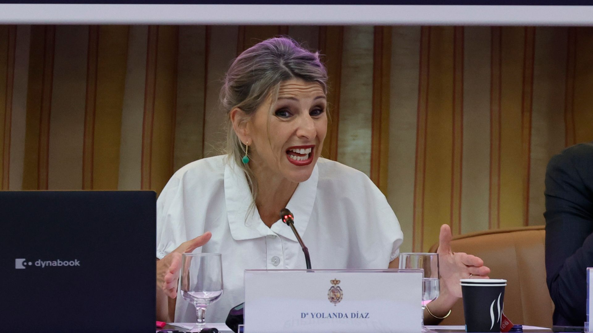 Yolanda Díaz inaugura la jornada parlamentaria ‘Inteligencia artificial y el futuro en el trabajo’, este lunes, en el Congreso de los Diputados en Madrid.