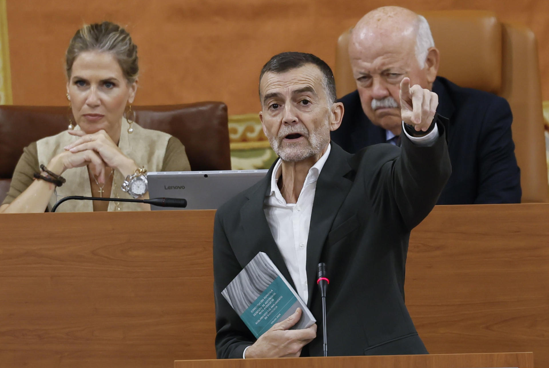 SEVILLA, 30/06/2026.- El portavoz de Por Andalucía, Antonio Maíllo, interviene durante la segunda jornada del Pleno de investidura en el Parlamento de Andalucía, este martes. EFE/José Manuel Vidal