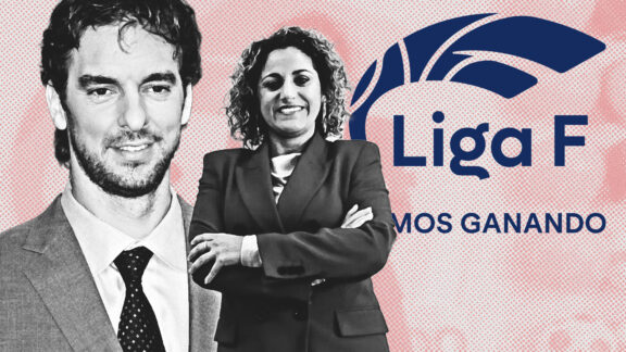 Beatriz Álvarez, presidenta de la Liga F y Pau Gasol