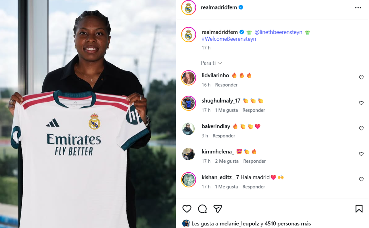 El "me gusta" de Melanie Leupolz en la publicación del Real Madrid