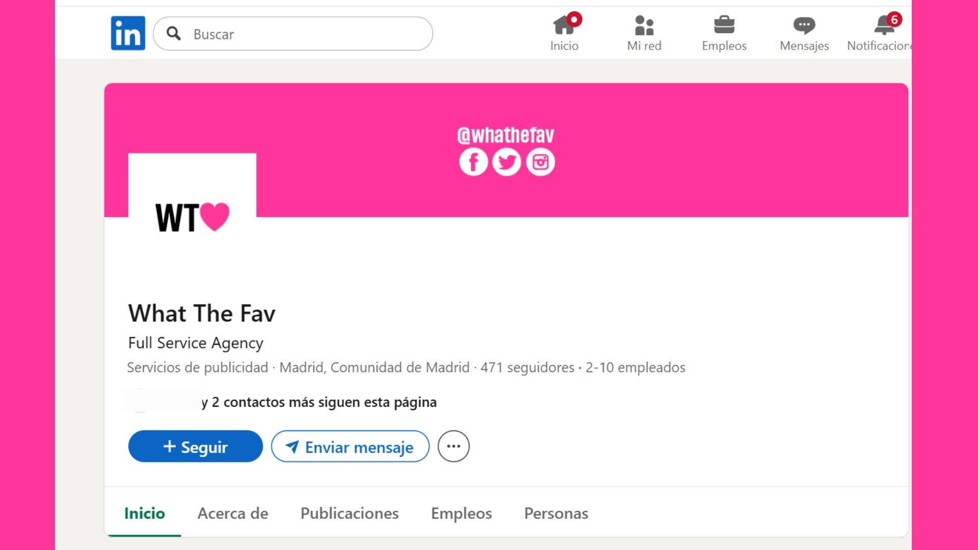 Perfil de LinkedIn de Whathefav.