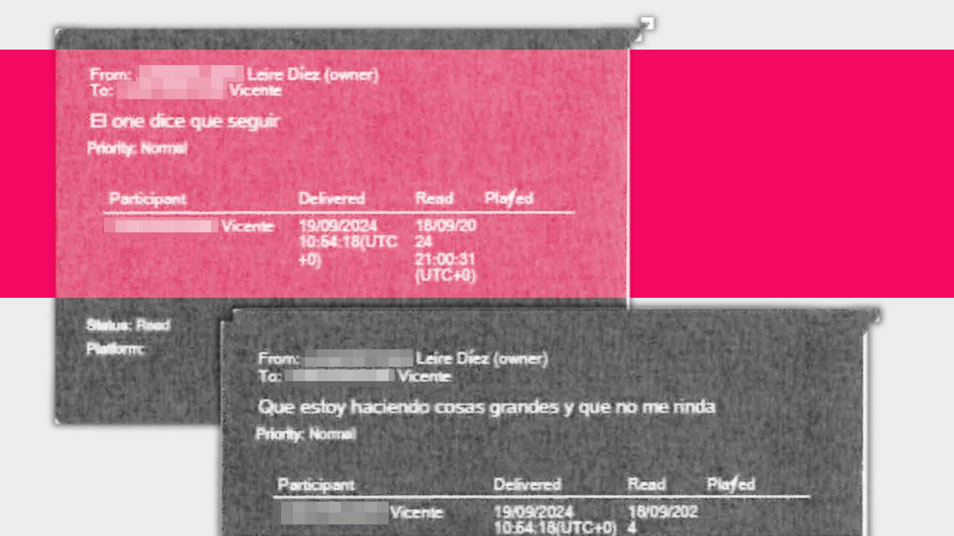 Un mensaje de Leire Díez captado por la UCO donde está dice que "el one" es partidario de seguir porque está haciendo "cosas grandes"