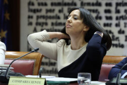 MADRID, 16/06/2026.- La directora general de la Guardia Civil, Mercedes González, comparece, a petición del PP, ante la comisión de Interior, este martes en el Senado. González ha asegurado este martes que "jamás, nunca" ha participado "en ninguna trama o conspiración contra la Unidad Central Operativa (UCO)" ni contra su unidad contra la delincuencia económica ni contra ningún agente del cuerpo, "ni por influencia de la señora Leire Díez ni por nadie". EFE/ Kiko Huesca