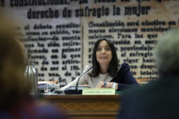 MADRID, 16/06/2026.- La directora general de la Guardia Civil, Mercedes González, comparece, a petición del PP, ante la comisión de Interior, este martes en el Senado. González ha asegurado este martes que "jamás, nunca" ha participado "en ninguna trama o conspiración contra la Unidad Central Operativa (UCO)" ni contra su unidad contra la delincuencia económica ni contra ningún agente del cuerpo, "ni por influencia de la señora Leire Díez ni por nadie". EFE/ Kiko Huesca
