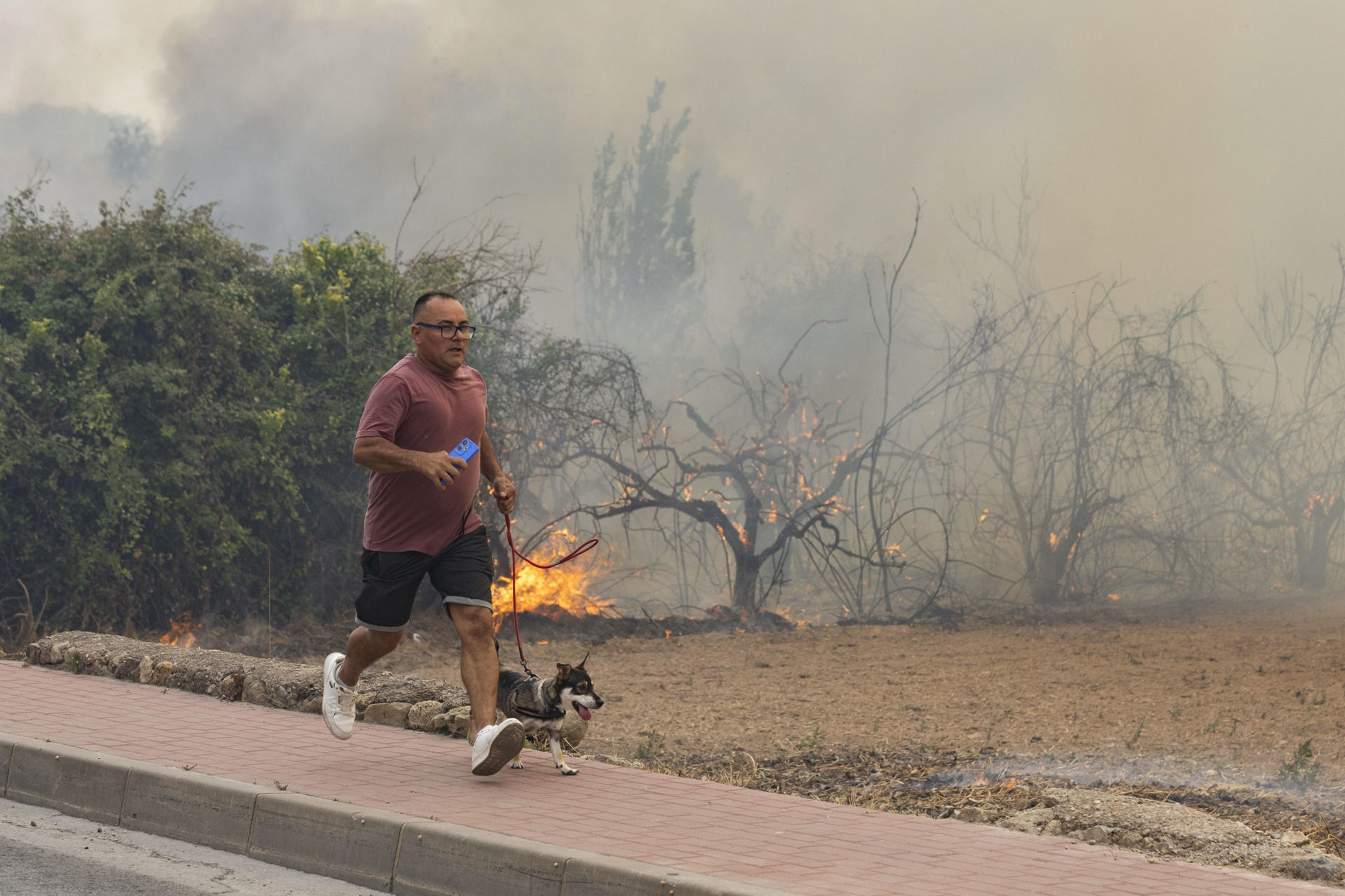 LOS GARRES, (MURCIA), 02/06/2026.- Tres hidroaviones, otros tantos helicópteros con cargas de agua y otro de coordinación junto a otra aeronave para esta última tarea han sido enviados a la extinción del incendio forestal declarado sobre las 15.10 horas de este martes en el incendio localizado en la pedanía de Garres y Lages en el parque regional murciano de El Valle-Carrascoy en una zona de pinar y arbustos, informan los Gobiernos de España y Murcia.- EFE/ Marcial Guillén