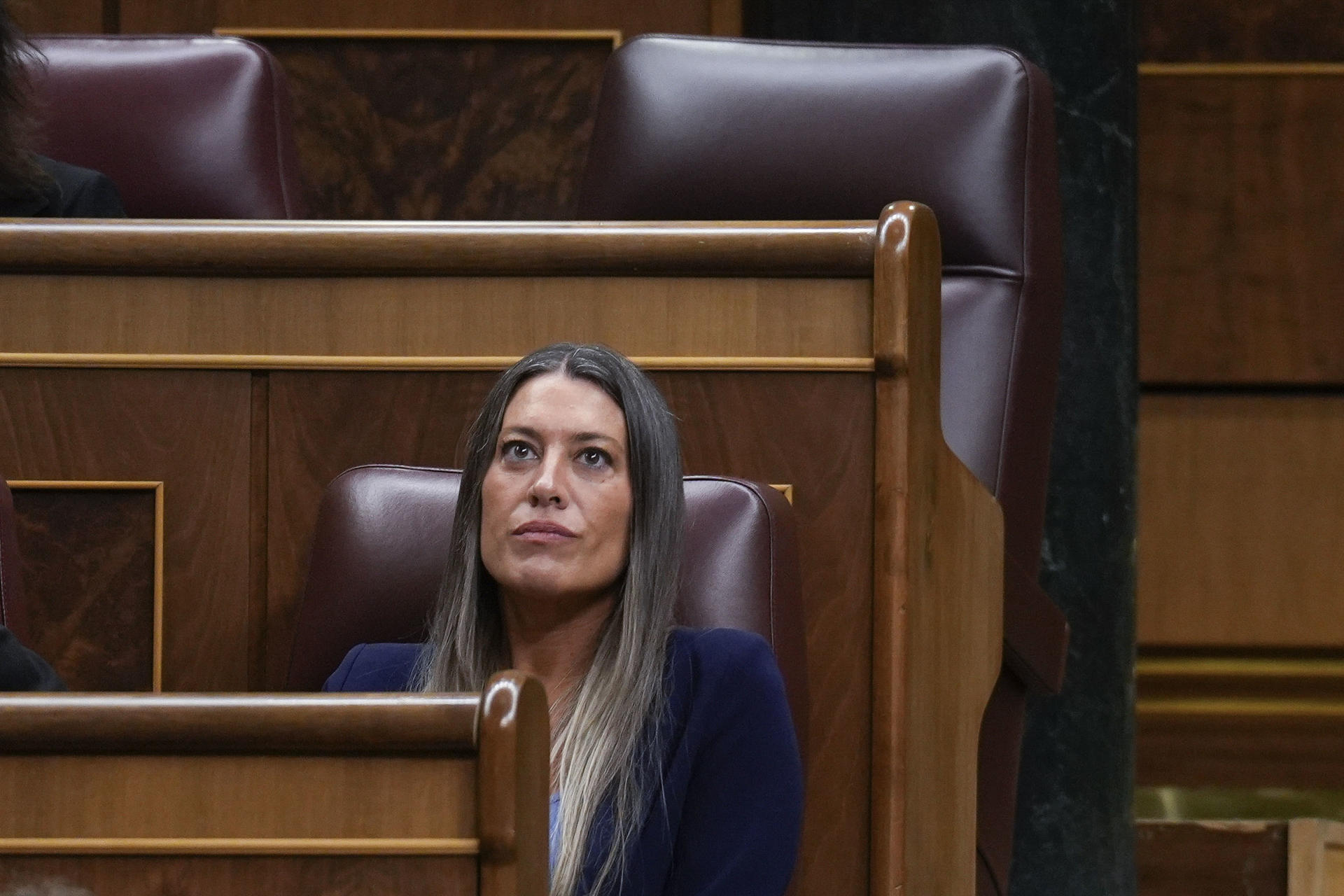 MADRID (ESPAÑA), 20/05/2026.- La portavoz parlamentaria de Junts, Míriam Nogueras, este miércoles durante el pleno del Congreso que celebra sesión de control al Ejecutivo. EFE/Borja Sanchez-Trillo