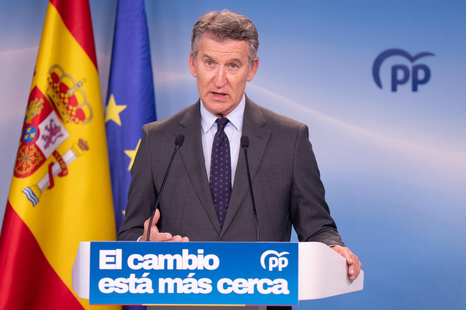 El presidente del PP, Alberto Núñez Feijóo