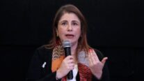 Imagen de archivo 26/11/2025 de la La Defensora del Pueblo, Iris Marín Ortiz, habla durante un acto, en Bogotá (Colombia). EFE/ Carlos Ortega