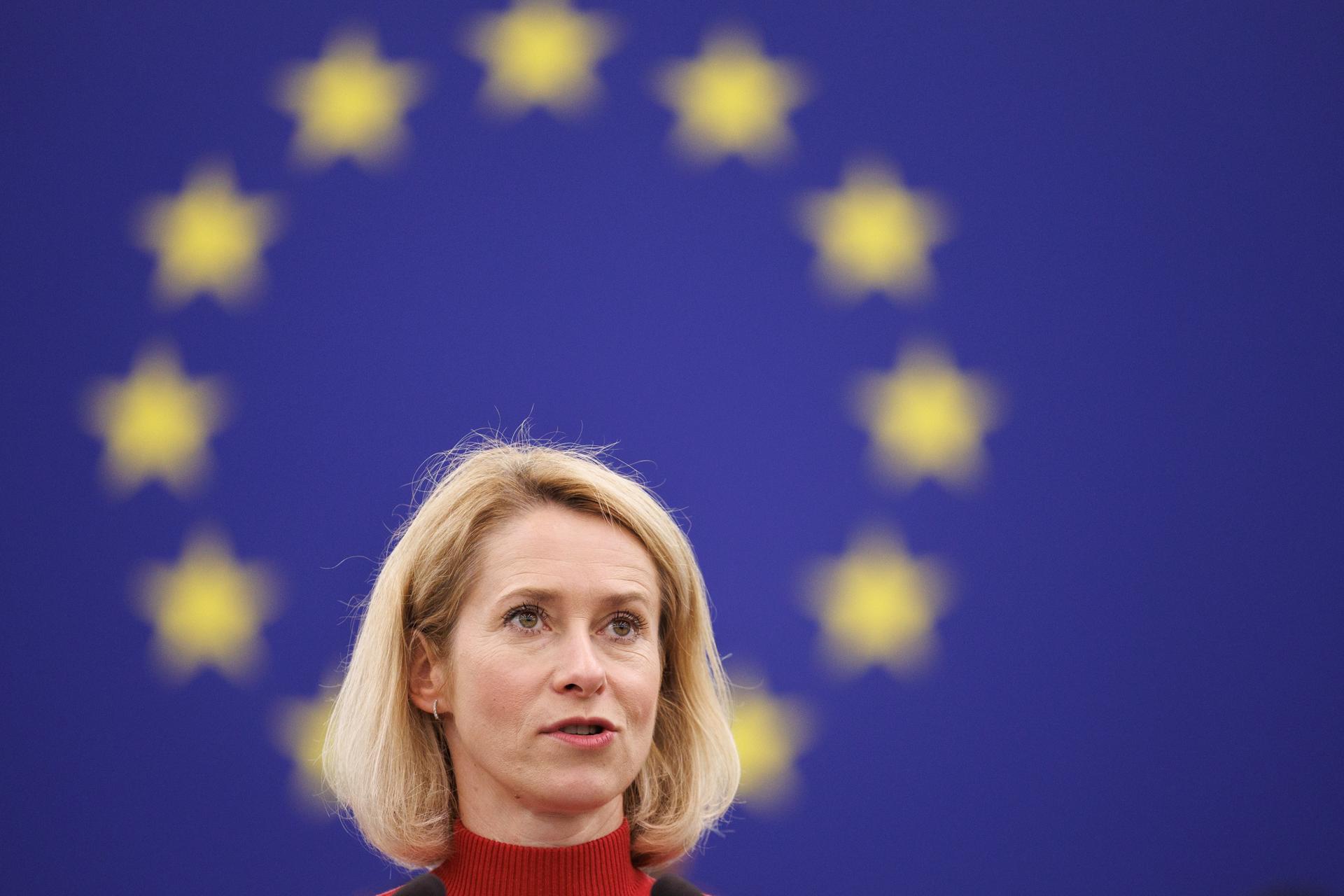 Strasbourg (France), 16/06/2026.- European Commission Vice-President and High Representative of the Union for Foreign Affairs and Security Policy Kaja Kallas delivers a Commission statement on 'The role of the EU in efforts for peace and stability throughout the Middle East after the announced deal between the US and Iran' at the European Parliament in Strasbourg, France, 16 June 2026. (Francia, Estrasburgo) EFE/EPA/OLIVIER MATTHYS