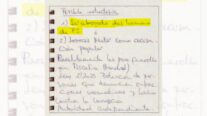 Anotación de Leire Díez en una libreta en la que se refleja que P.S en Pedro Sánchez.