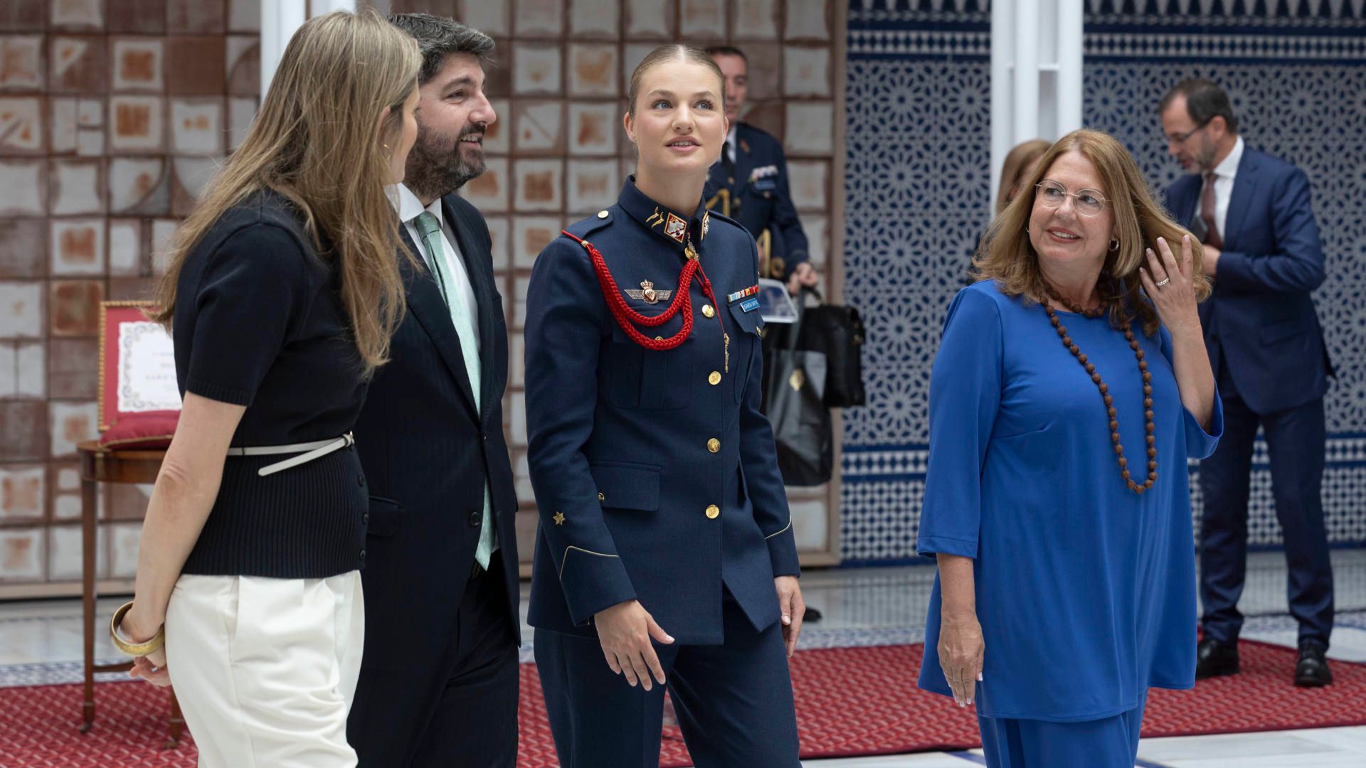 La Princesa Leonor, la vicepresidenta tercera, Sara Aagesen, el presidente de Murcia, Fernando López Miras, y la presidenta de la Asamblea de Murcia, Visitación Martínez.