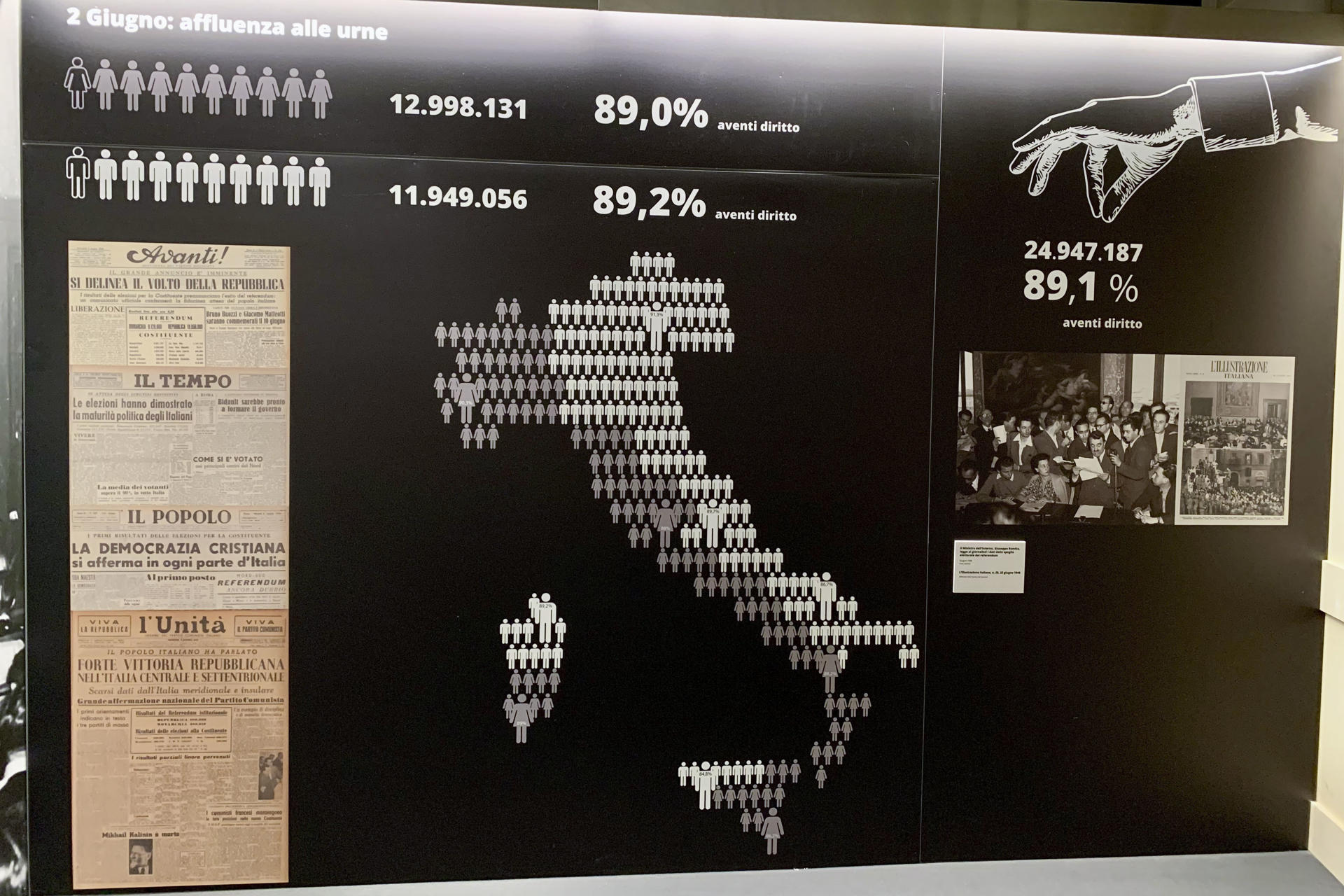 ROMA (ITALIA), 02/06/2026.- El domingo 2 de junio de 1946 no fue una jornada electoral cualquiera en Italia. Tras el colapso del régimen fascista y la Segunda Guerra Mundial, el país se enfrentó a una decisión histórica: elegir entre monarquía o república en unos comicios que significaron, además, el debut absoluto de las mujeres en un sufragio nacional. EFE/ Mariana López Alba