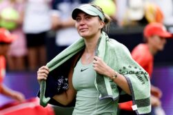 Berlin (Germany), 17/06/2026.- Paula Badosa of Spain reacts after winning against Coco Gauff of the US in Round of 16 match against at the WTA 500 Berlin Open tennis tournament at Steffi Graf Stadium, in Berlin, Germany, 17 June 2026 (Tenis, Alemania, España) EFE/EPA/FILIP SINGER
