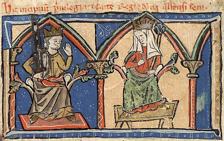 Miniatura medieval de Alfonso IX y Berenguela