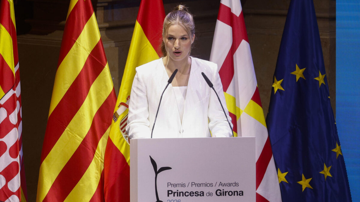 GIRONA, 14/07/2026.- La princesa Leonor durante el acto de entrega de los premios Princesa de Girona este martes en el Gran Teatre del Liceu, en Barcelona. EFE / Quique García.