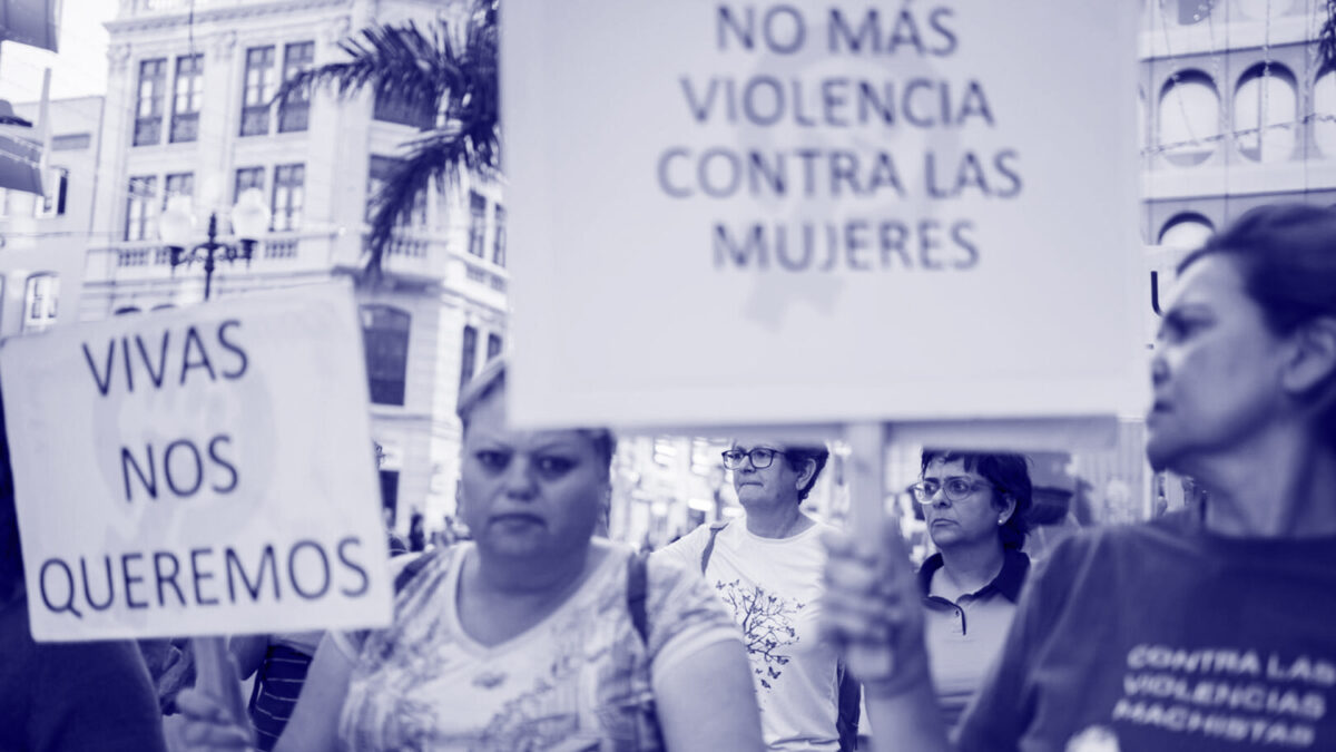 Una manifestación en contra de la violencia contra las mujeres