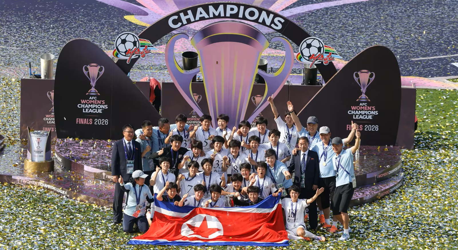 Las jugadoras del Naegohyang Women's FC celebrando el título de Liga de Campeones Femenina de la AFC