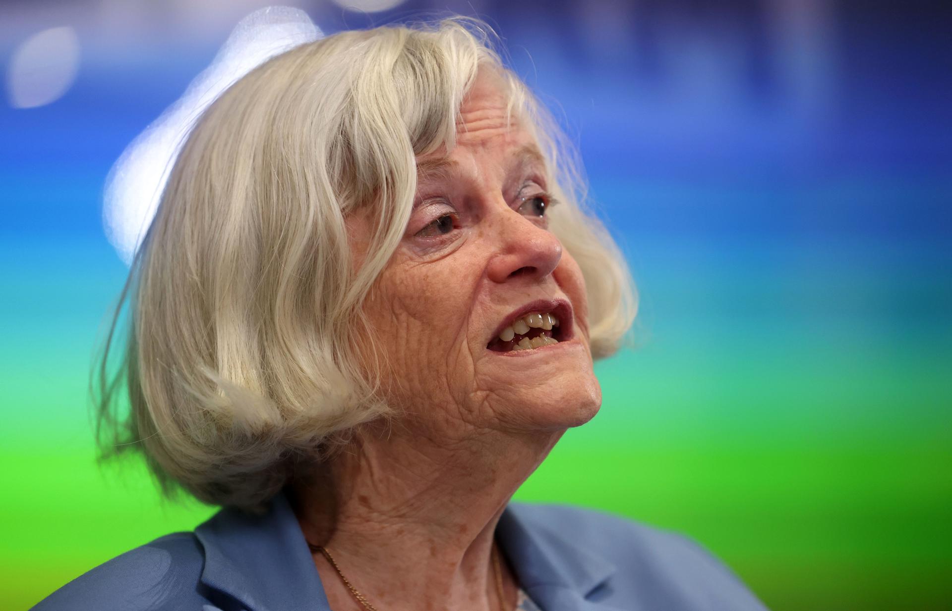 LONDON (United Kingdom), 10/07/2026.- FILE Party candidate for Reform UK, Ann Widdecombe, at the launch of her political party's election campaign in London, Britain, 23 May 2024 (reissued 10 July 2026). Ann Widdecombe has died aged 78, her management announced 10 July 2026. (Reino Unido, Londres) EFE/EPA/NEIL HALL
