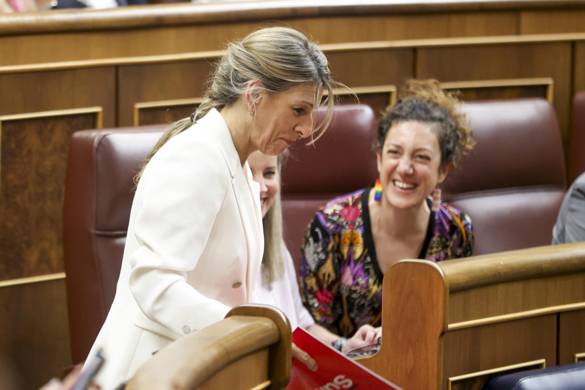 MADRID, 18/06/2026.- La ministra de Trabajo y Economía Social, Yolanda Díaz, durante el pleno del Congreso celebrado este jueves en Madrid. EFE/ Víctor Lerena