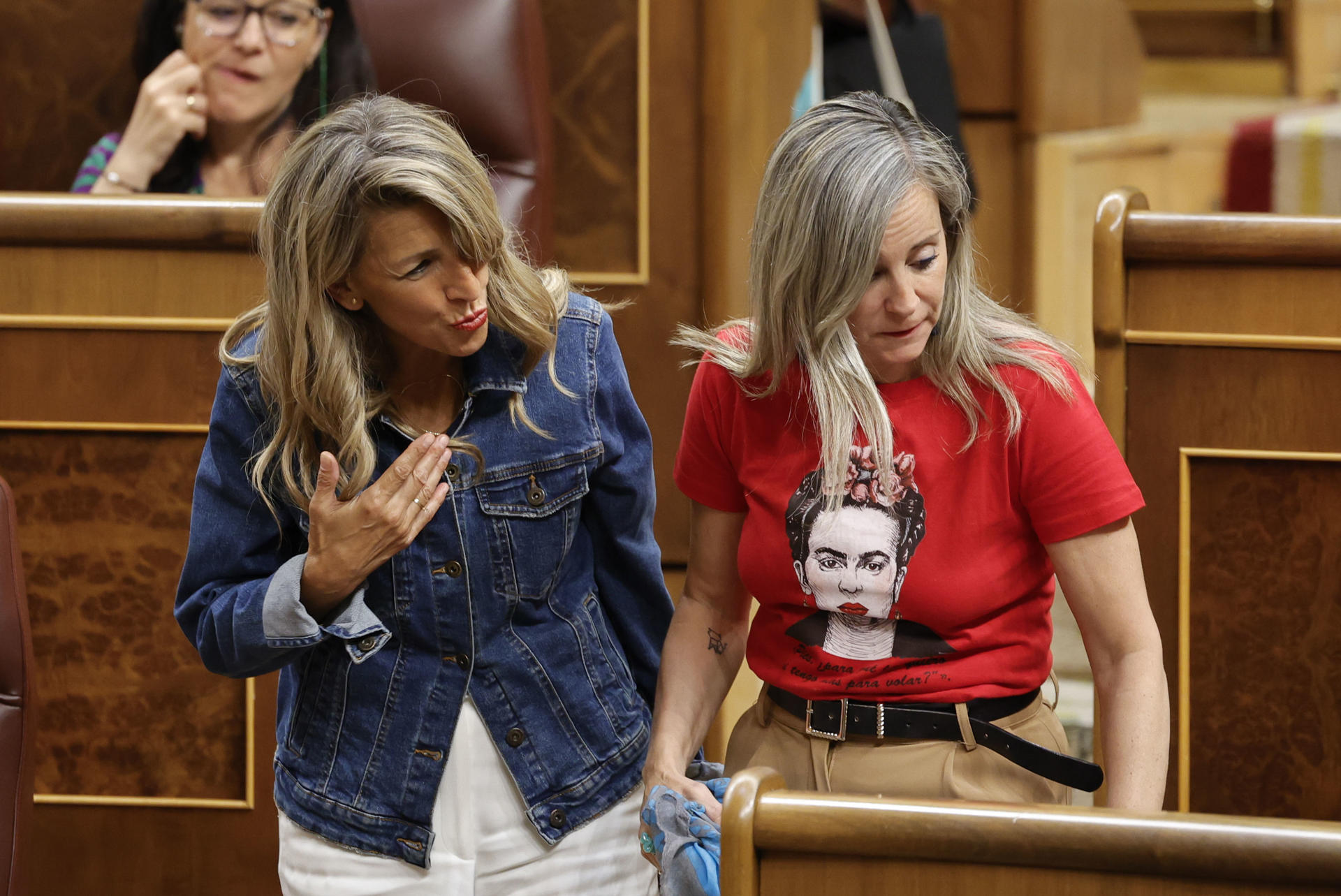 MADRID, 23/07/2026.- La ministra de Trabajo y Economía Social, Yolanda Díaz, durante el último pleno extraordinario del curso político, este jueves en el Congreso de los Diputados de Madrid. EFE/ Víctor Lerena