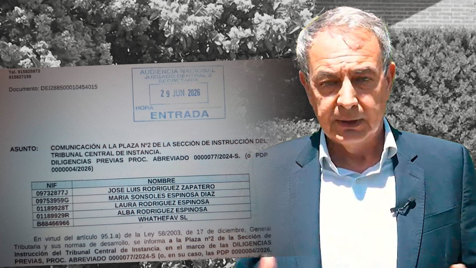 Zapatero durante el vídeo tras su imputación.