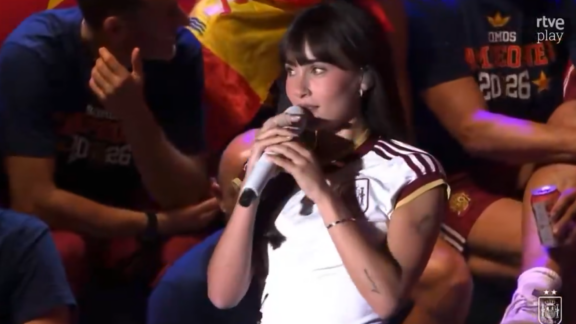 La cantante Aitana, durante la celebración del Mundial