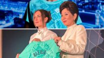 La presidenta del London City, Michele Kang y Alexia Putellas durante la presentación de la jugadora