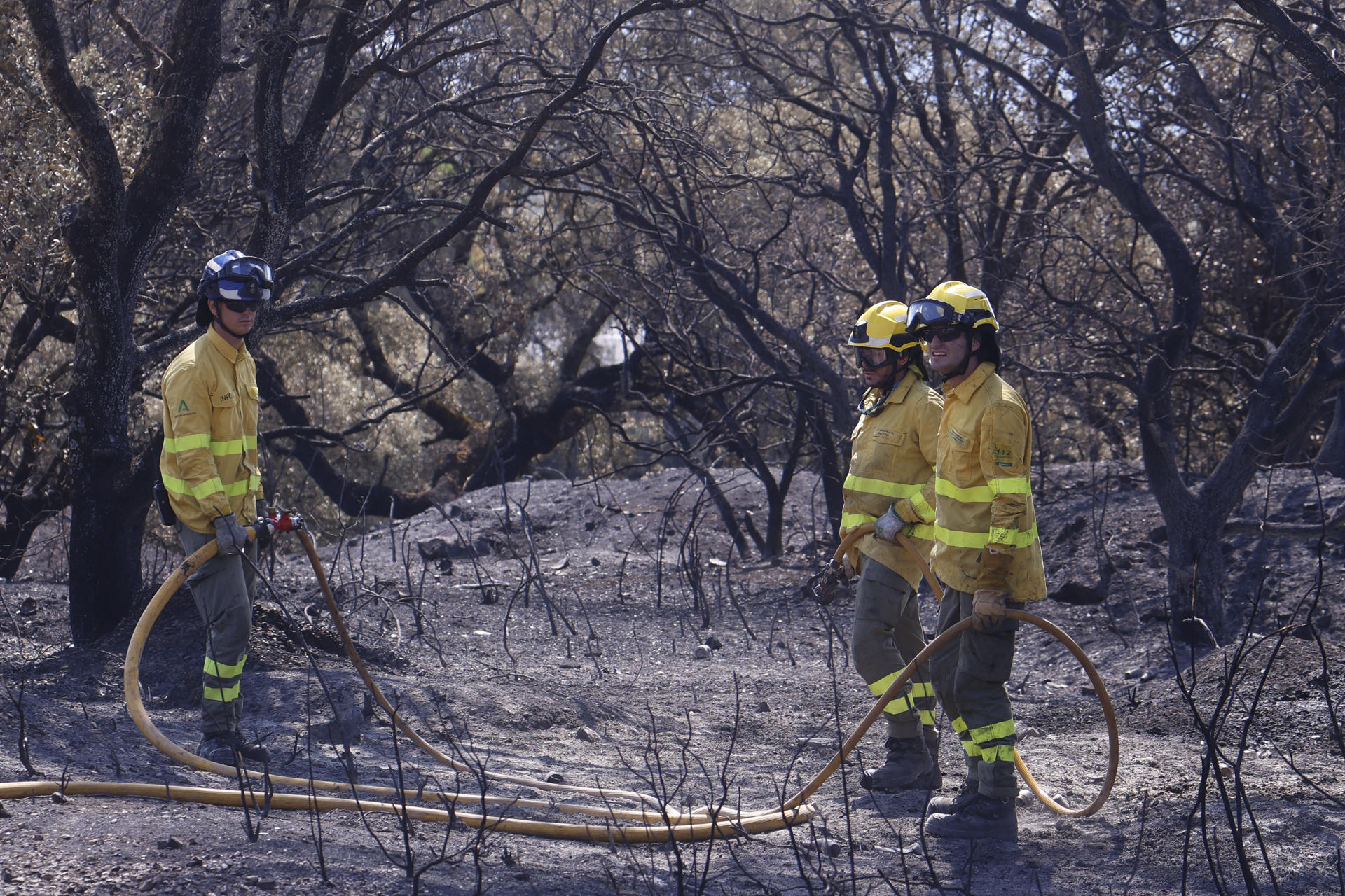 CERRO MURIANO (CÓRDOBA) 26/07/2026.- El incendio forestal que se declaró el viernes en Cerro Muriano, en Córdoba, ha quedado controlado a las 8.00 horas de este domingo, según ha informado el servicio de extinción de incendios de Andalucía, Infoca. El fuego ya fue estabilizado en la tarde del sábado, sobre las 20.00 horas, lo que permitió bajar a situación operativa 0 la emergencia del Plan Infoca y que los 274 desalojados volvieran a sus casas. EFE/ Salas