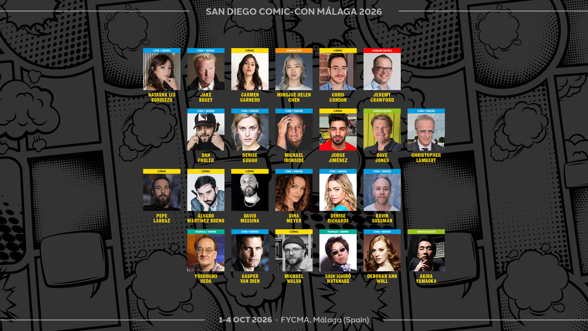 Invitados de San Diego Comic-Con Málaga 2026 - Cultura Invitados de San Diego Comic-Con Málaga 2026 - Cultura