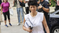 CEUTA, 17/08/2026.- La ministra de Inclusión, Seguridad Social y Migraciones y portavoz del Gobierno, Elma Saiz, a su llegada a una reunión con el presidente de la Ciudad Autónoma de Ceuta, Juan Jesús Vivas Lara. EFE/Reduan