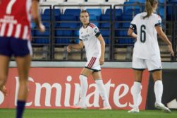 Lotte Keukelaar durante el encuentro frente al Atlético de Madrid, en la primera jornada de la Liga F Moeve