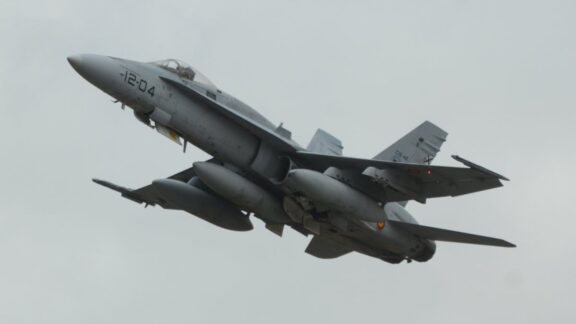 Un caza F-18.