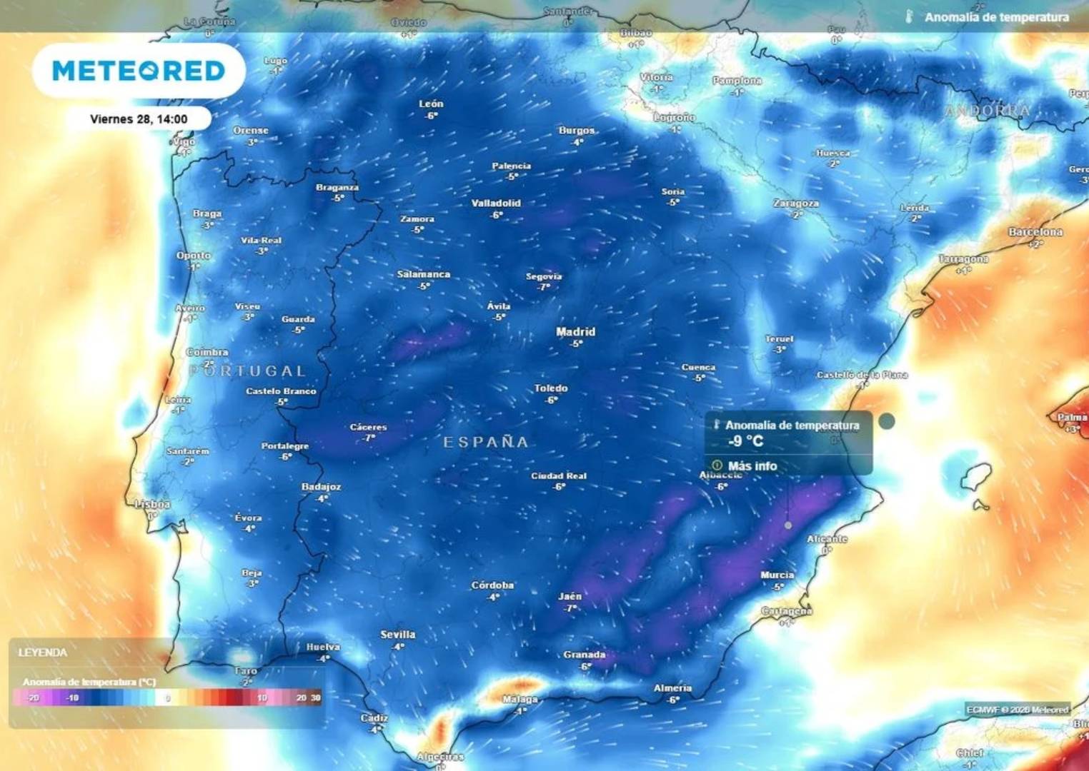 La llegada de una nueva borrasca provoca una caída de hasta 8 ºC en algunas ciudades La llegada de una nueva borrasca provoca una caída de hasta 8 ºC en algunas ciudades