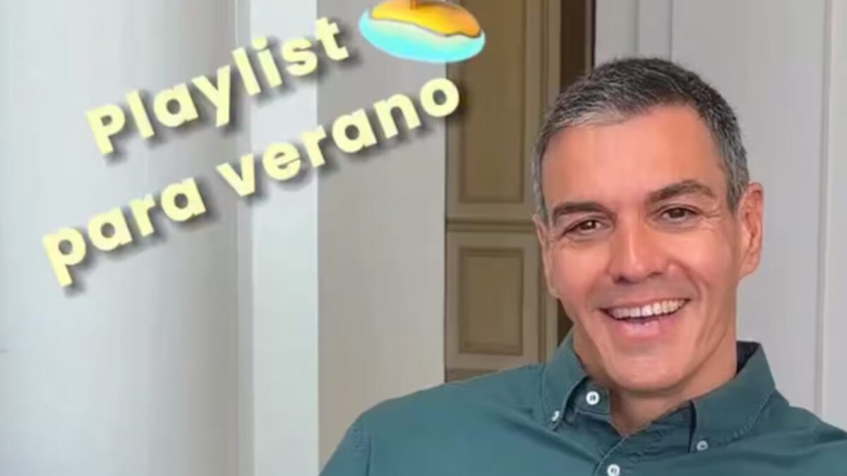 Captura del video publicado en las redes sociales de Pedro Sánchez mostrando su 'Playlist de verano'.