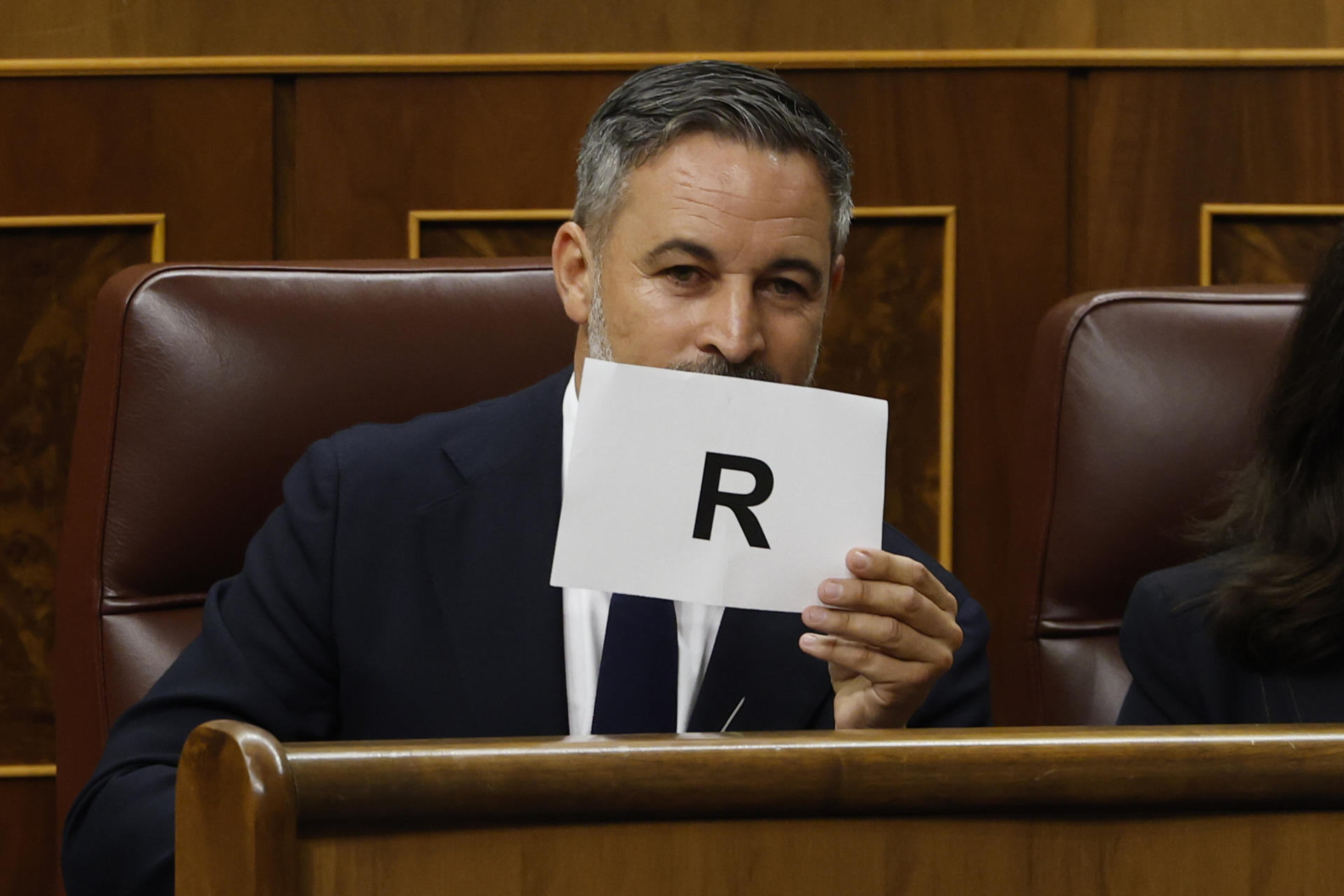 MADRID, 09/09/2026.- El líder de Vox, Santiago Abascal durante la primera sesión de control del Congreso del curso político, este miércoles. EFE/ J.J. Guillén