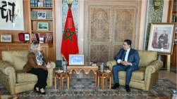 Nadia Calviño, durante su reunión con el ministro de Exteriores marroquí Nasser Bourita.