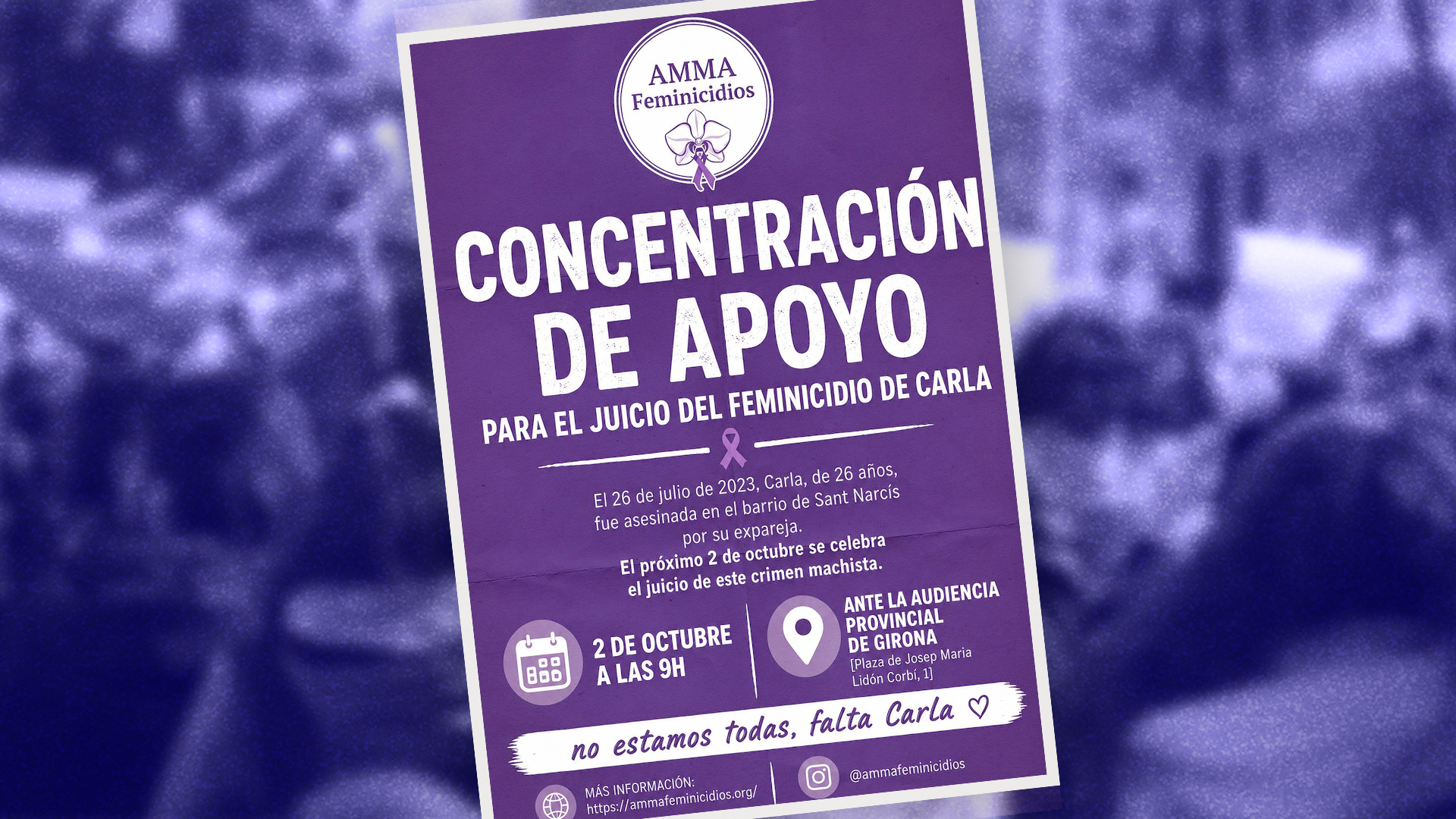 Cartel de la convocatoria de este viernes frente a la Audiencia de Girona