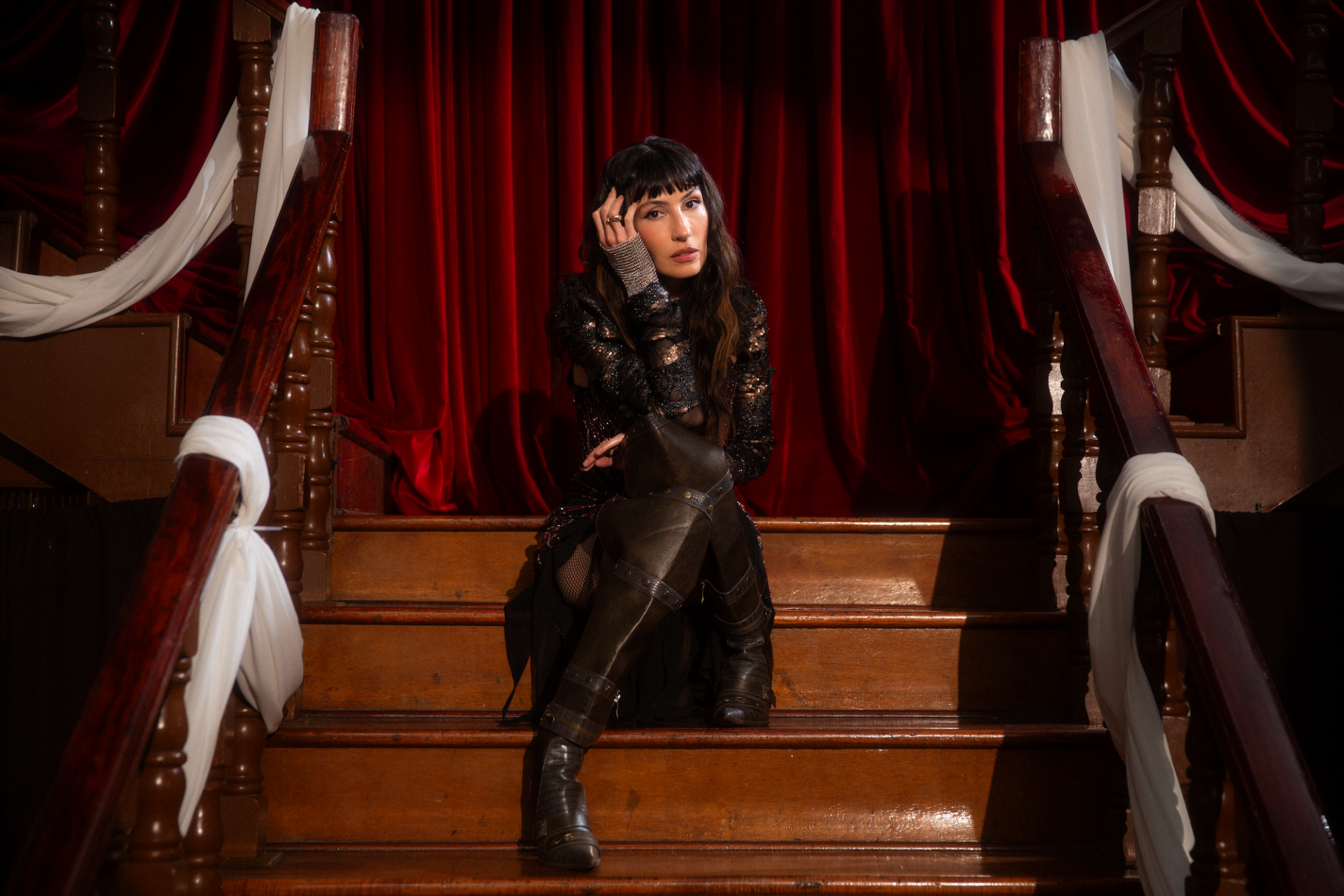 Daniela Spalla en el set de "La Espina".