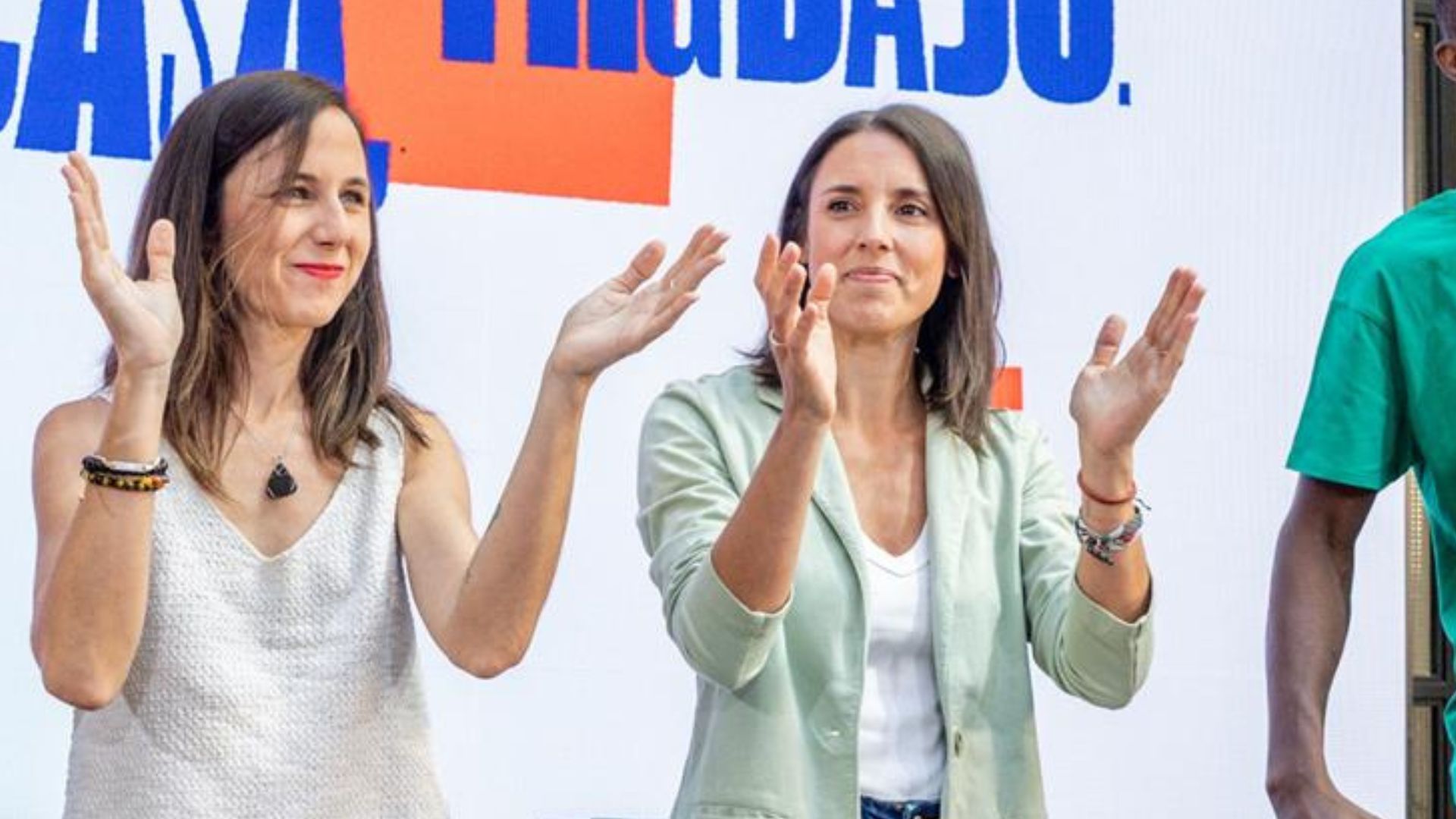 Ione Belarra e Irene Monterodurante el acto en Espacio Larra, a 12 de septiembre de 2026, en Madrid (España). -