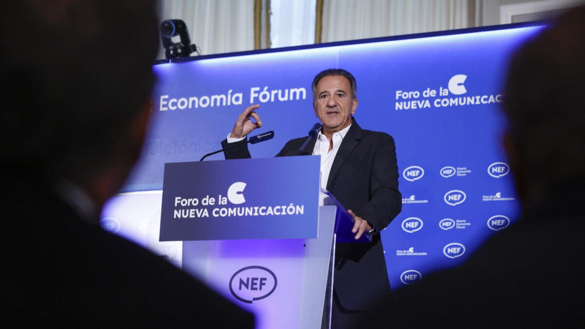 MADRID, 21/09/2026.- El consejero delegado de La séptima, José Miguel Contreras, protagoniza un desayuno informativo organizado por Nueva Economía Fórum en Madrid, este lunes. EFE/Daniel Gonzalez