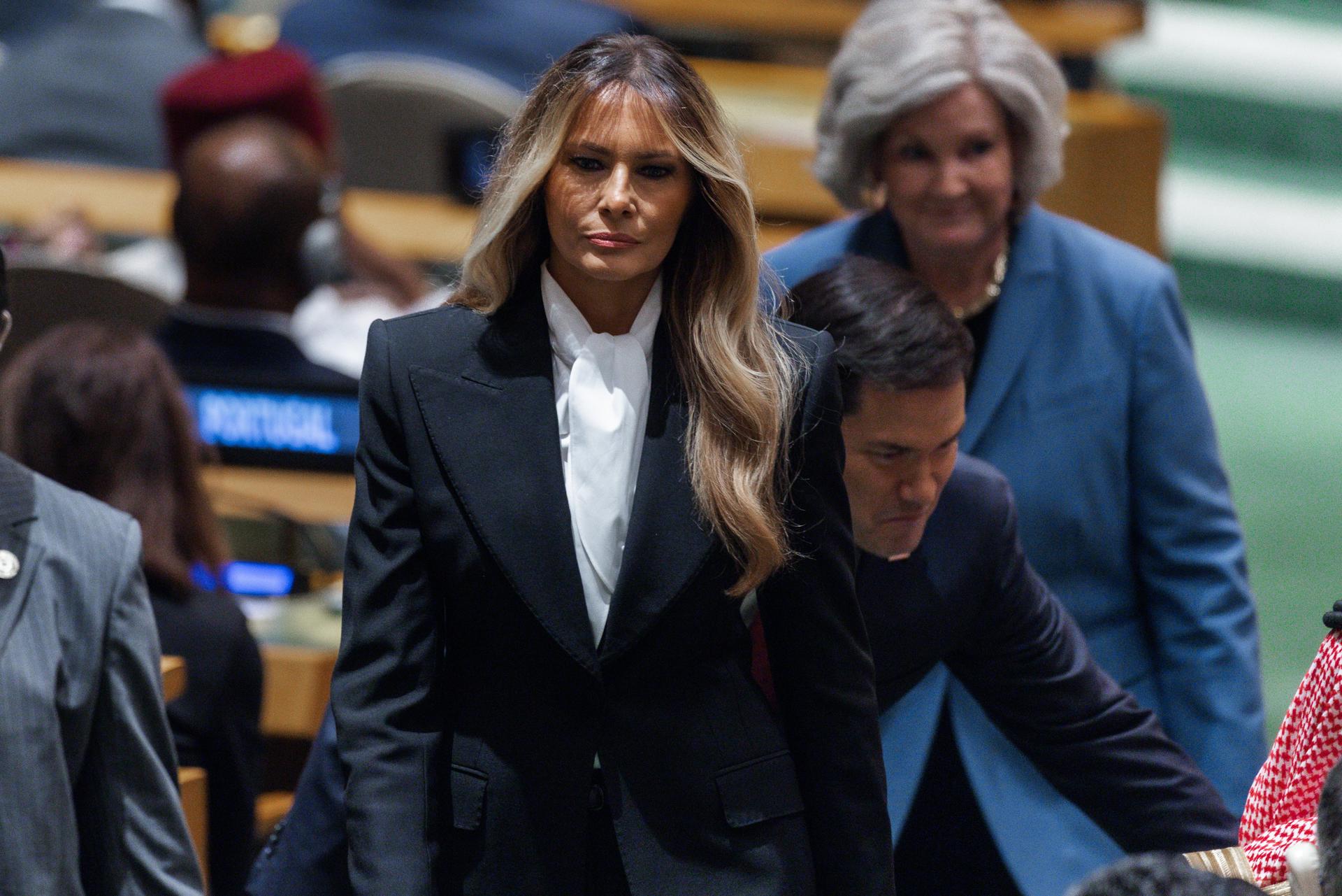 NEW YORK (United States), 22/09/2026.- US First Lady Melania Trump arrives for the General Debate of the 81st session of the United Nations (UN) General Assembly at United Nations Headquarters in New York, New York, USA, 22 September 2026. (Nueva York) EFE/EPA/OLGA FEDOROVA