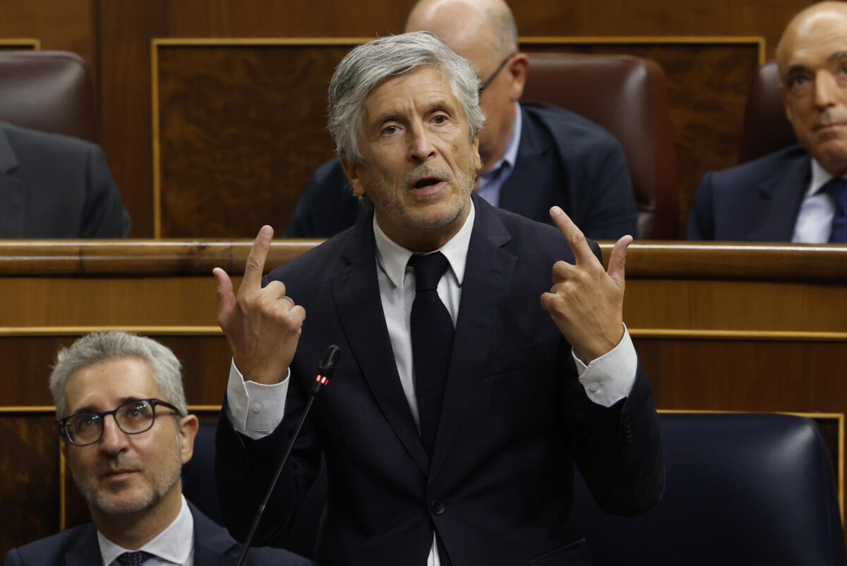 MADRID, 09/09/2026.- El ministro del Interior, Fernando Grande-Marlaska, interviene durante la primera sesión de control del Congreso del curso político, este miércoles. EFE/ J.J. Guillén