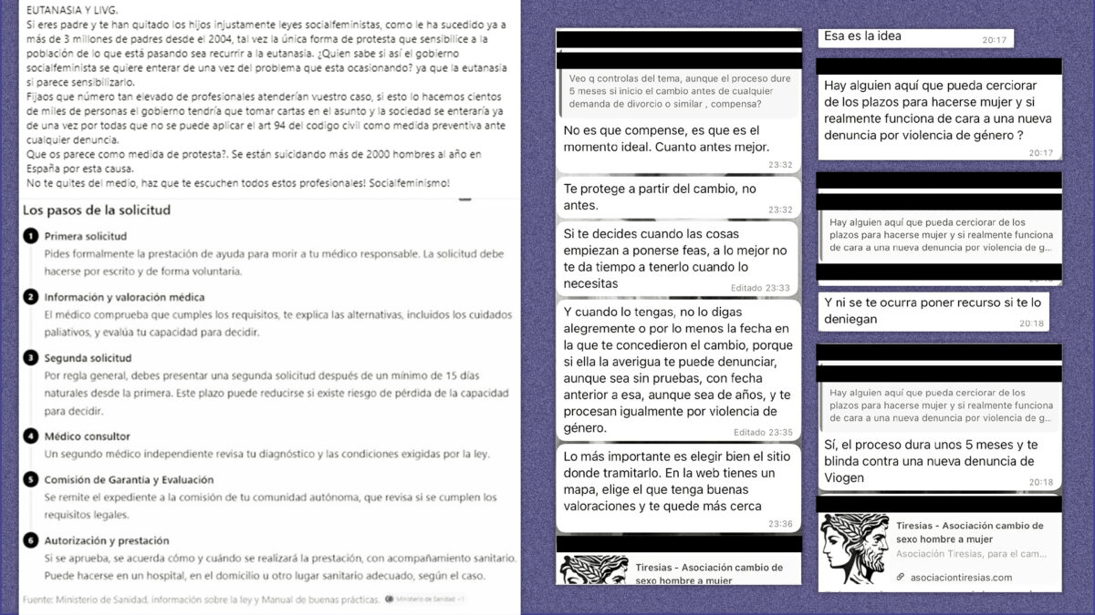Los acusados de violencia de género se dan consejos sobre fraudes de ley en un chat
