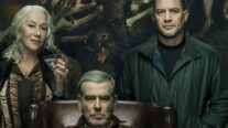 Helen Mirren, Pierce Brosnan y Tom Hardy en 'Tierra de mafiosos'.