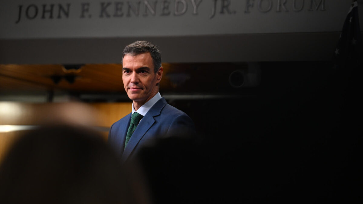 BOSTON, 25/09/2026.- El presidente del gobierno Pedro Sánchez, durante su intervención en el fórum Harvard Kennedy School, el principal espacio de la universidad de Harvard para el debate político, dentro de su viaje a Estados Unidos.-EFE/ Borja Puig De La Bellacasa / Pool Mocloa ***SOLO USO EDITORIAL/SOLO DISPONIBLE PARA ILUSTRAR LA NOTICIA QUE ACOMPAÑA (CRÉDITO OBLIGATORIO)***